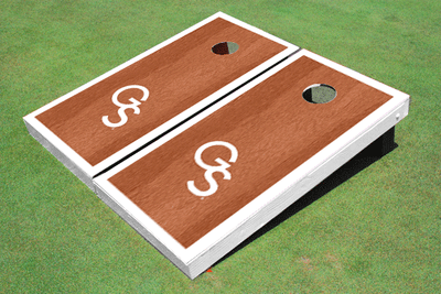 Georgia Southern University "GS" White Rosewood Matching Border Borders Custom Cornhole Board Georgia Southern University "GS" White Rosewood Matching Border Borders Custom Cornhole Board