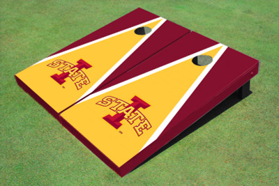 Iowa State University "I" Yellow And Red Matching Triangle Cornhole Boards Iowa State University "I" Yellow And Red Matching Triangle Cornhole Boards
