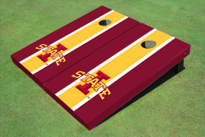 Iowa State University "I" Yellow And Red Matching Long Stripe Cornhole Boards Iowa State University "I" Yellow And Red Matching Long Stripe Cornhole Boards