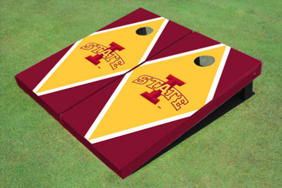 Iowa State University "I" Yellow And Red Matching Diamond Cornhole Boards Iowa State University "I" Yellow And Red Matching Diamond Cornhole Boards