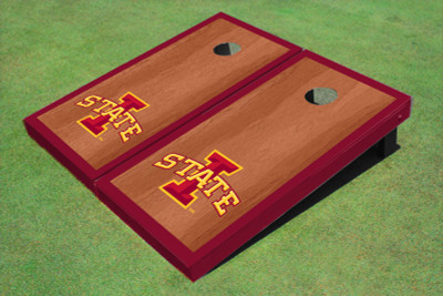 Iowa State University "I" Red Rosewood Matching Border Borders Cornhole Boards
