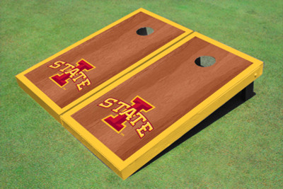 Iowa State University "I" Yellow Rosewood Matching Borders Cornhole Boards