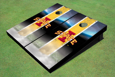 Iowa State University "I" Field Long Strip Matching Yellow Themed Cornhole Boards