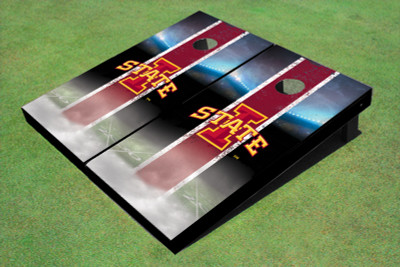 Iowa State University "I" Field Long Strip Matching Red Themed Cornhole Boards