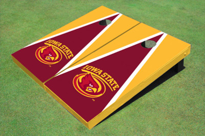 Iowa State University Cyclone Red And Yellow Matching Triangle Cornhole Boards