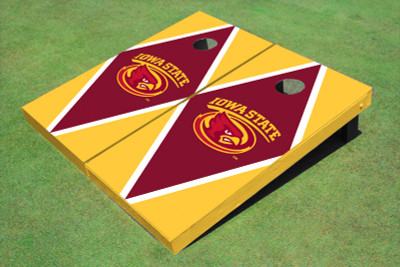 Iowa State University Cyclone Red And Yellow Matching Diamond Cornhole Boards