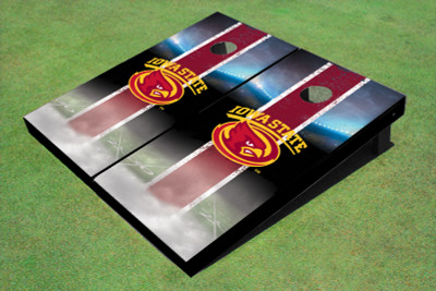Iowa State University Cyclone Field Long Strip Matching Red Themed Cornhole Boards Iowa State University Cyclone Field Long Strip Matching Red Themed Cornhole Boards