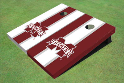 Mississippi State University "M" Alternating Long Stripe Cornhole Boards Mississippi State University "M" Alternating Long Stripe Cornhole Boards