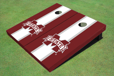 Mississippi State University "M" White And Maroon Matching Long Stripe Cornhole Boards