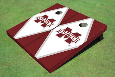 Mississippi State University "M" White And Maroon Matching Diamond Cornhole Boards
