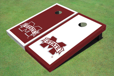 Mississippi State University "M" Alternating Border Cornhole Boards Mississippi State University "M" Alternating Border Cornhole Boards