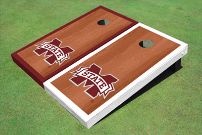 Mississippi State University "M" Rosewood Alternating Border Cornhole Boards Mississippi State University "M" Rosewood Alternating Border Cornhole Boards