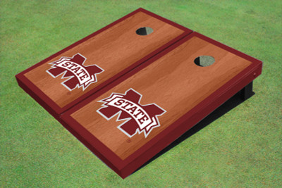 Mississippi State University "M" Maroon Rosewood Matching Border Borders Cornhole Boards Mississippi State University "M" Maroon Rosewood Matching Border Borders Cornhole Boards