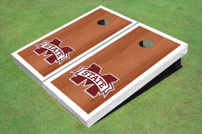 Mississippi State University "M" White Rosewood Matching Borders Cornhole Boards Mississippi State University "M" White Rosewood Matching Borders Cornhole Boards