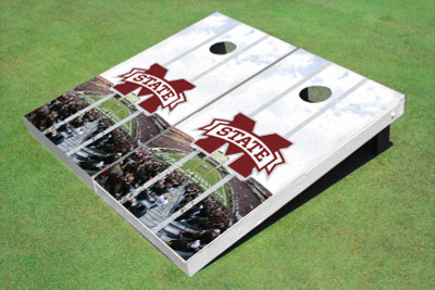 Mississippi State University "M" Stadium Long Strip Themed Cornhole Boards Mississippi State University "M" Stadium Long Strip Themed Cornhole Boards