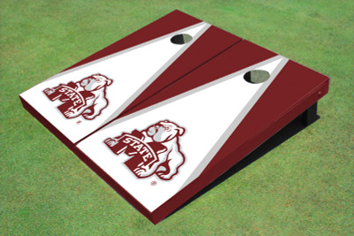 Mississippi State University Bulldog White And Maroon Matching Triangle Cornhole Boards Mississippi State University Bulldog White And Maroon Matching Triangle Cornhole Boards