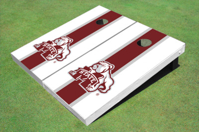 Mississippi State University Bulldog Maroon And White Matching Long Stripe Cornhole Boards Mississippi State University Bulldog Maroon And White Matching Long Stripe Cornhole Boards