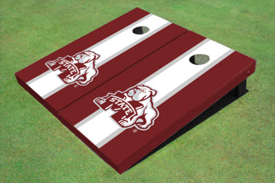 Mississippi State University Bulldog White And Maroon Matching Long Stripe Cornhole Boards