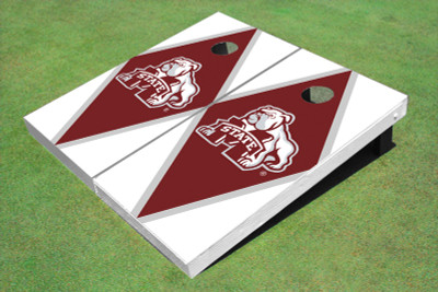 Mississippi State University Bulldog Maroon And White Matching Diamond Cornhole Boards Mississippi State University Bulldog Maroon And White Matching Diamond Cornhole Boards