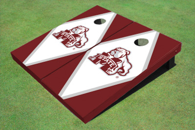 Mississippi State University Bulldog White And Maroon Matching Diamond Cornhole Boards