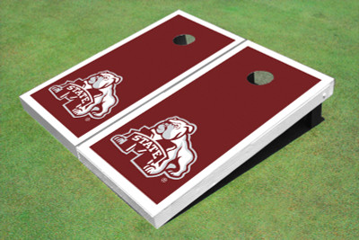 Mississippi State University Bulldog White Matching Border Cornhole Boards