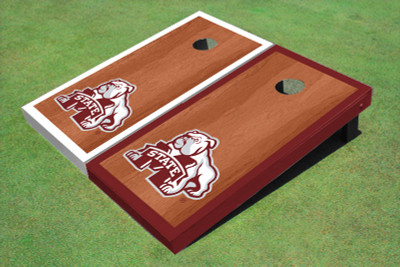 Mississippi State University Bulldog Rosewood Alternating Border Cornhole Boards
