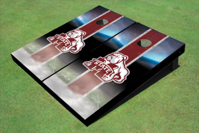 Mississippi State University Bulldog Field Long Strip Matching Maroon Themed Cornhole Boards Mississippi State University Bulldog Field Long Strip Matching Maroon Themed Cornhole Boards