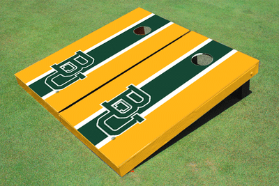 Baylor University BU Hunter  And Yellow Matching Long Stripe Custom Cornhole Board