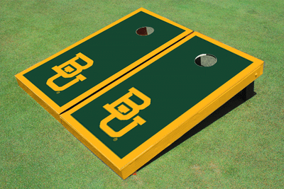 Baylor University BU Yellow Matching Border Custom Cornhole Board