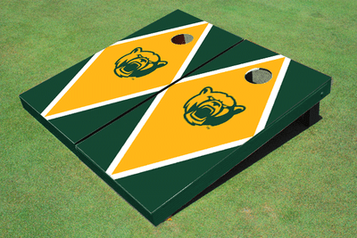 Baylor University Bear Head Yellow And Hunter Green Matching Diamond Custom Cornhole Board