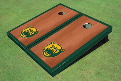 Baylor University Bear Head Hunter Green Rosewood Matching Borders Custom Cornhole Board