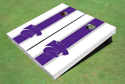 Kansas State University Wildcats Purple And White Matching Long Stripe Cornhole Boards