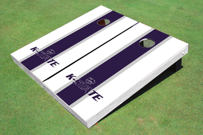 Kansas State University Wildcats Word Mark Purple And White Matching Long Stripe Cornhole Boards