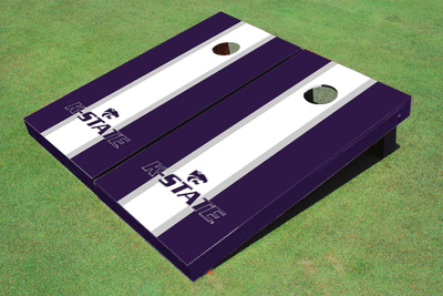 Kansas State University Wildcats Word Mark White And Purple Matching Long Stripe Cornhole Boards