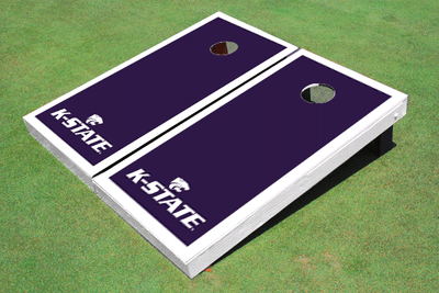 Kansas State University Wildcats Word Mark White Matching Border Cornhole Boards