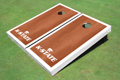 Kansas State University Wildcats Word Mark White Rosewood Matching Borders Cornhole Boards