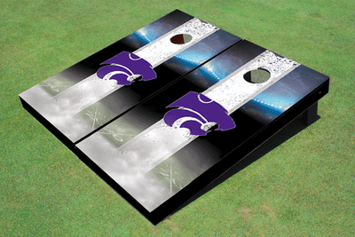 Kansas State University Wildcats Word Mark Matching White Field Long Stripe Themed Cornhole Boards