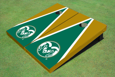 Colorado State University Rams Logo Green And Gold Matching Triangle Cornhole Boards