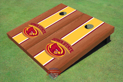 Iowa State University Cyclone Yellow Rosewood Matching Long Stripe Cornhole Boards Iowa State University Cyclone Yellow Rosewood Matching Long Stripe Cornhole Boards