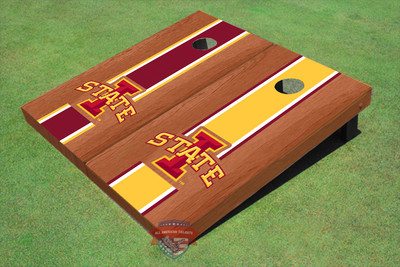 Iowa State University "I" Rosewood Alternating Long Stripe Cornhole Boards