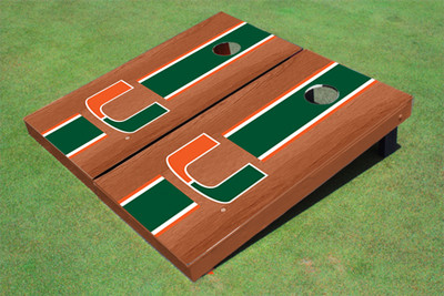 University Of Miami Hunter Rosewood Matching Long Stripe Cornhole Boards