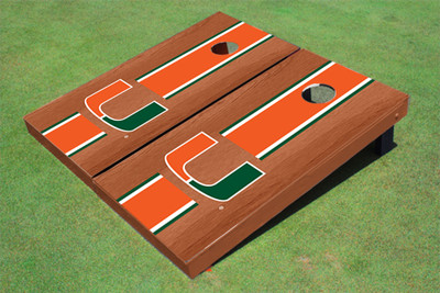 University Of Miami Orange Rosewood Matching Long Strip Cornhole Boards