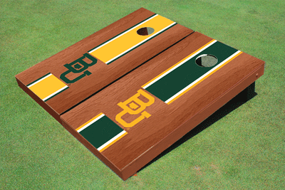 Baylor University BU Rosewood Alternating Long Stripe Custom Cornhole Board Baylor University BU Rosewood Alternating Long Stripe Custom Cornhole Board