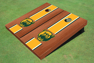 Baylor University Bear Head Yellow Rosewood Matching Long Stripe Custom Cornhole Board Baylor University Bear Head Yellow Rosewood Matching Long Stripe Custom Cornhole Board