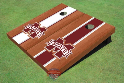 Mississippi State University "M" Rosewood Alternating Long Stripe Cornhole Boards