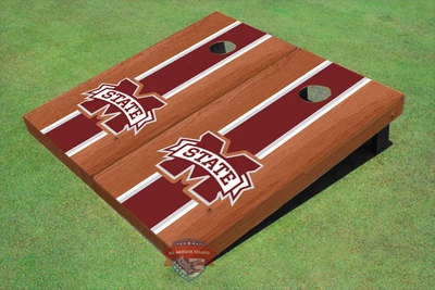 Mississippi State University "M" Maroon Rosewood Matching Long Stripe Cornhole Boards