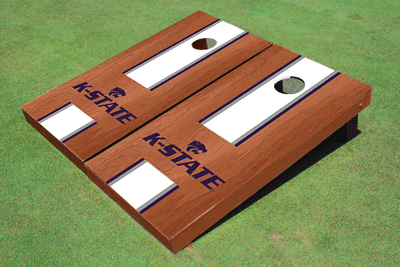 Kansas State University Wildcats Word Mark White Rosewood Matching Long Stripe Cornhole Boards Kansas State University Wildcats Word Mark White Rosewood Matching Long Stripe Cornhole Boards