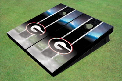 University Of Georgia "G" Field Long Strip Matching Black Themed Cornhole Boards