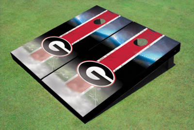 University Of Georgia "G" Field Long Strip Matching Red Themed Cornhole Boards