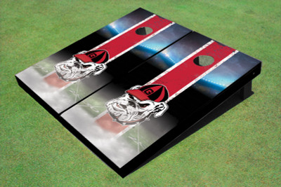 University Of Georgia "Hairy Dawg" Field Long Stripe Matching Red Themed Cornhole Boards
